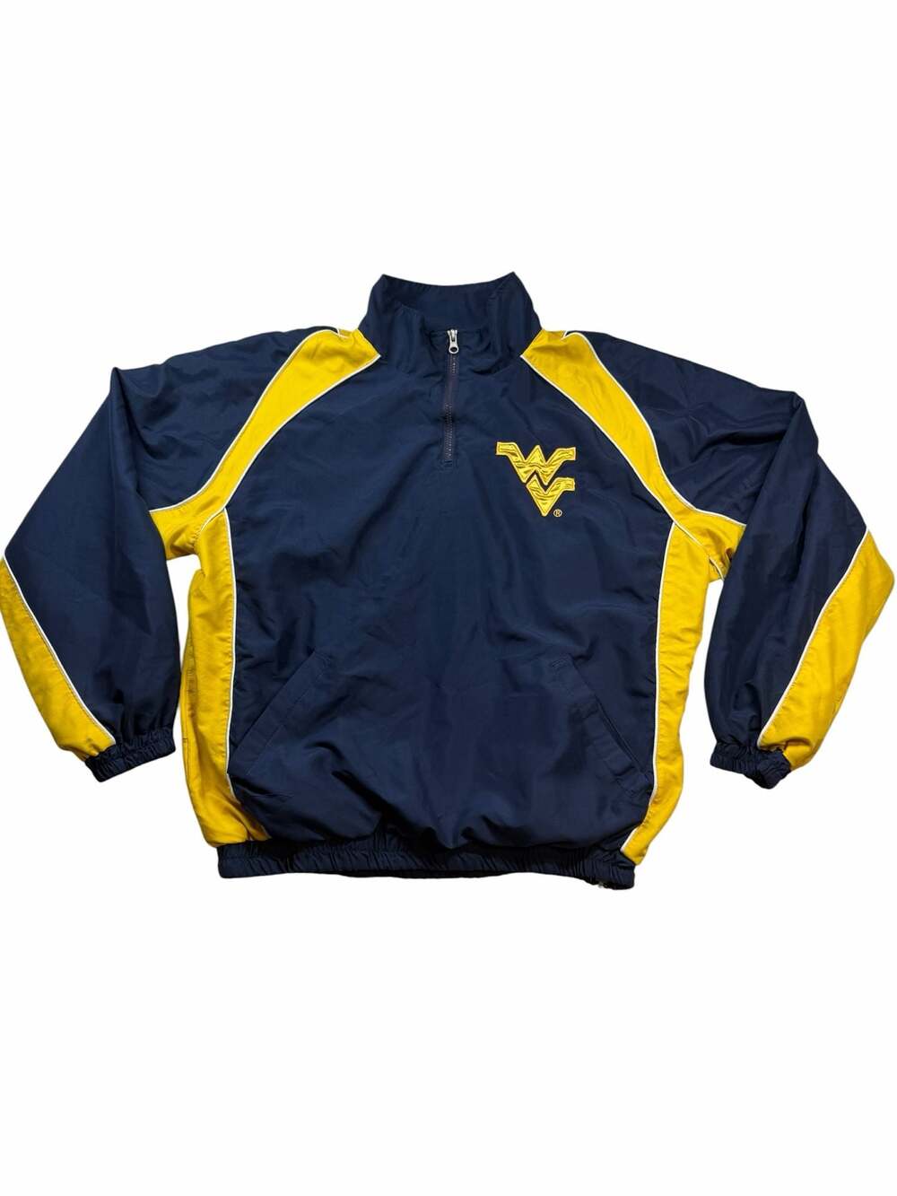 West Virginia Mountaineers Windbreaker Pullover Jacket Mens L Zip Embroidered